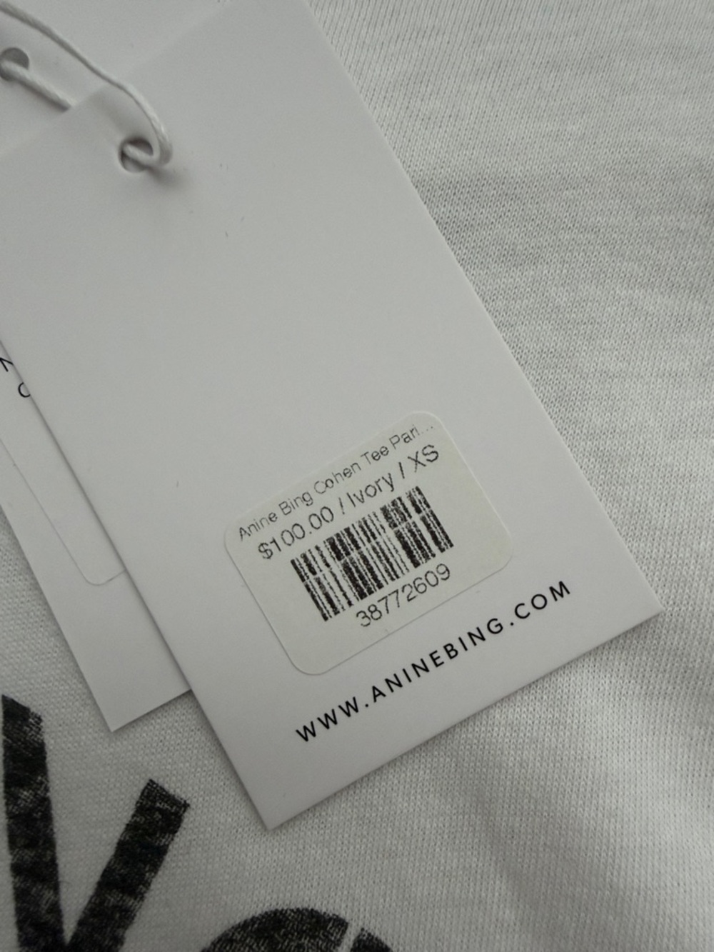 Anine Bing White Tee with Black Logo Print - Picture 2 of 3